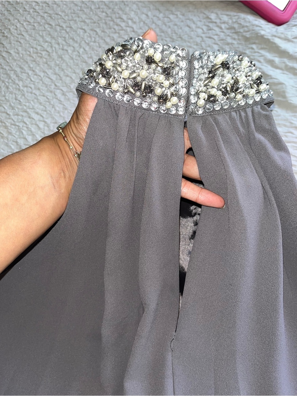 Badgley Mischka Hrey Cocktail Dress with jeweled collar - Picture 13 of 13